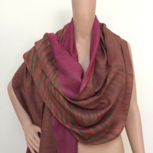 Reversible Purple and Striped Cashmere Stole